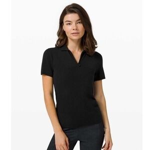 Lululemon City Calm Short Sleeve Sweater Black Cashmere Blend Size 4